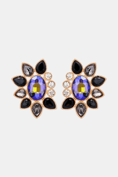 Geometrical Shape Glass Stone Dangle Earrings
