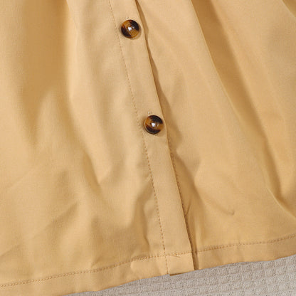 Short Sleeve Collared Neck A-Line Dress