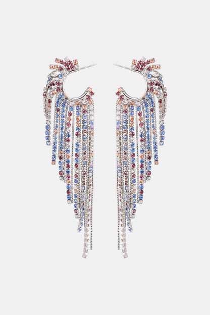 Fringed Rhinestone Zinc Alloy Dangle Earrings