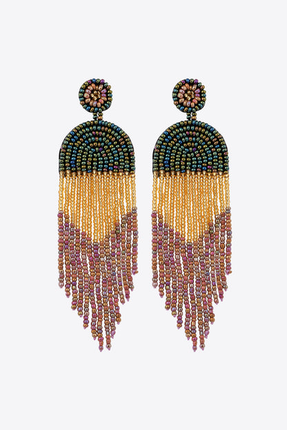 Beaded Fringe Dangle Earrings